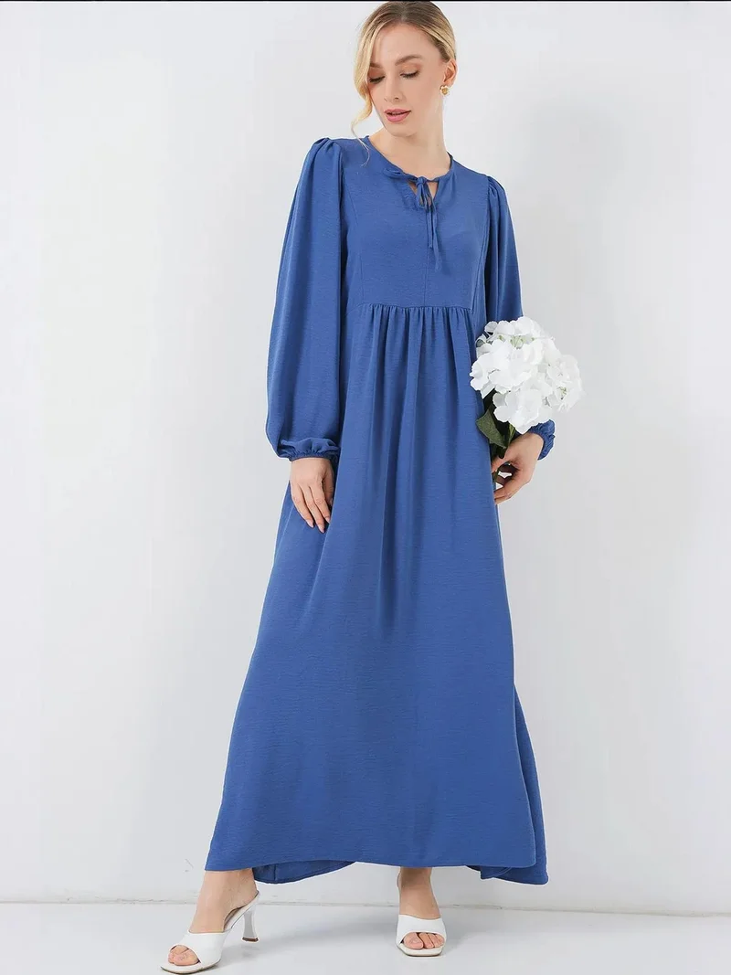 BIG DART BDART Textured Patterned Maxi Dress with Bow