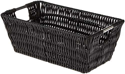 Whitmor 6500-2712-BLK Rattique Small Shelf Black Tote Basket - Image 5