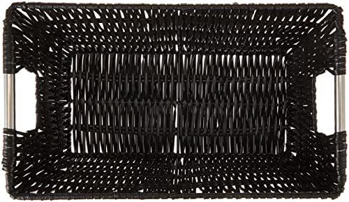 Whitmor 6500-2712-BLK Rattique Small Shelf Black Tote Basket - Image 2