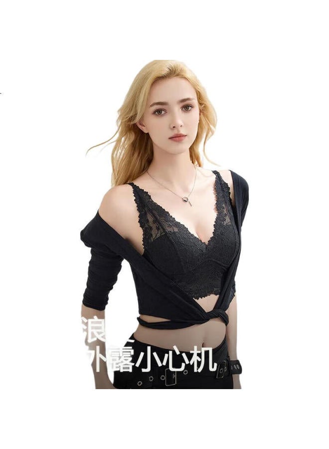 Gujin Lace Lingerie Bra Women Small Chest Enlarging Push-Up Bra Gather Side Breast Anti-Sagging Bra - Image 1