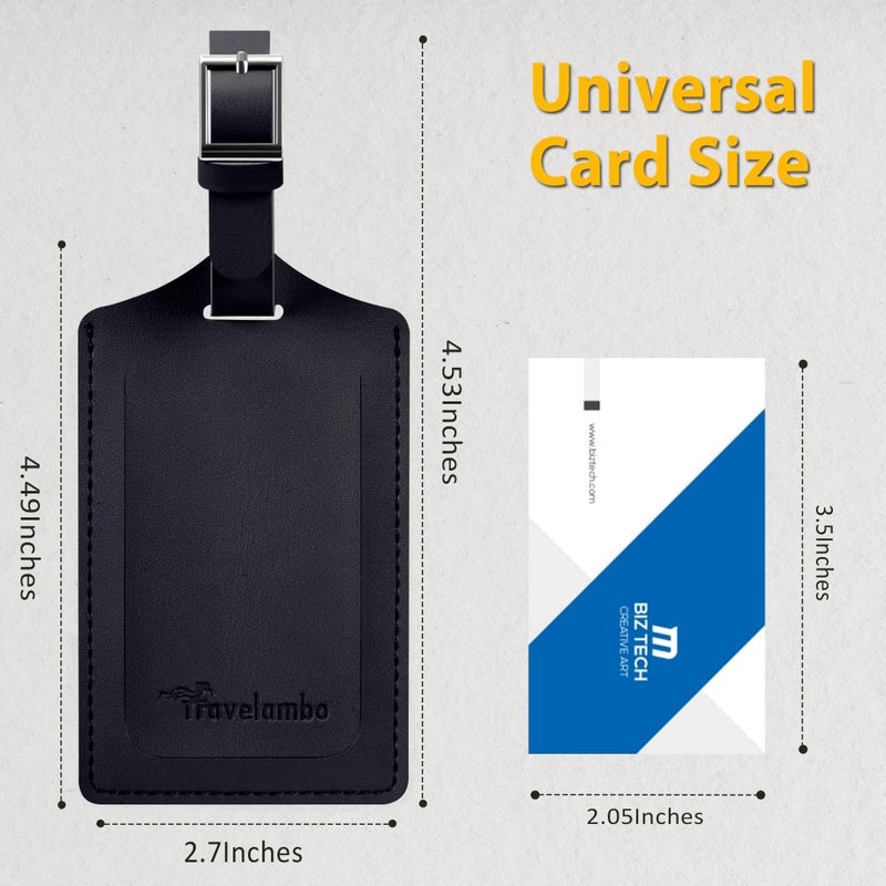 Travelambo 4 Pack Leather Luggage Tags for Suitcases Travel Tags Black - Image 2