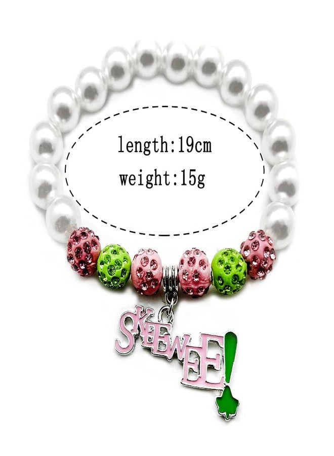 muiot Youngsome Handmade sorority society SKEEWEE enamel metal pendant white simulated pearl bead bracelet - Image 2