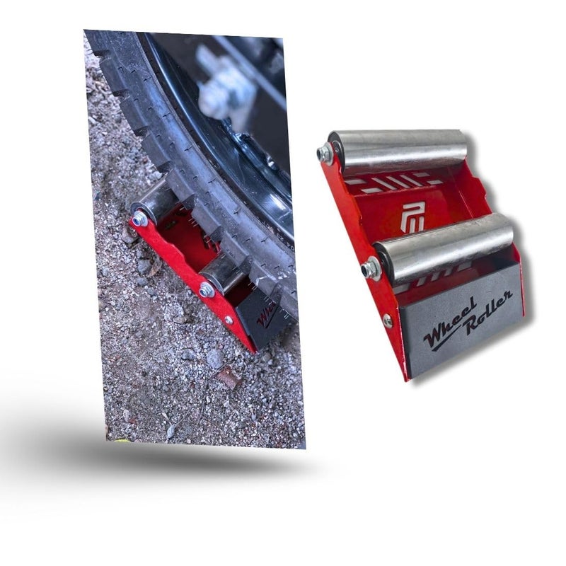 Phantom Heavy-Duty Wheel Roller Variation - Non-Slip Paddock Stand Universal For Bikes Up To 220kg – Quick & Easy Chain Maintenance Tool (Red) - Image 1