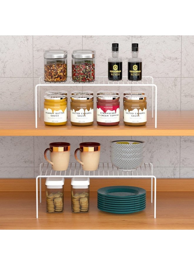 iPEGTOP iPEGTOP Large (15.7 x 9.4 Inch) Kitchen Freezer Cabinet Storage Shelf, Set of 4 Rustproof Metal Wire Shelves Spice Shelf Rack Cupboard Organizer for Fridge Pantries Countertops Utensils, White  - Image 3