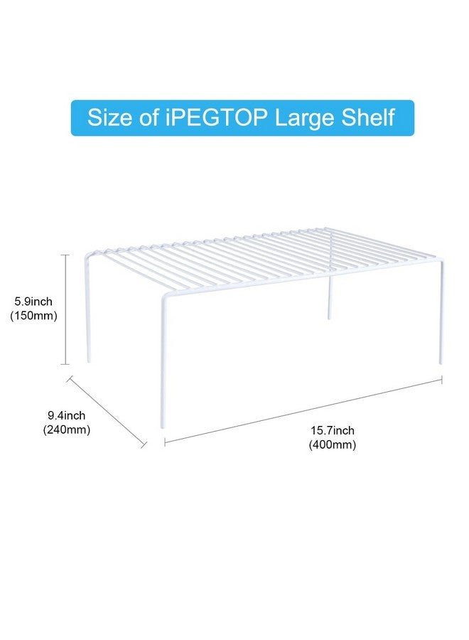 iPEGTOP iPEGTOP Large (15.7 x 9.4 Inch) Kitchen Freezer Cabinet Storage Shelf, Set of 4 Rustproof Metal Wire Shelves Spice Shelf Rack Cupboard Organizer for Fridge Pantries Countertops Utensils, White  - Image 2
