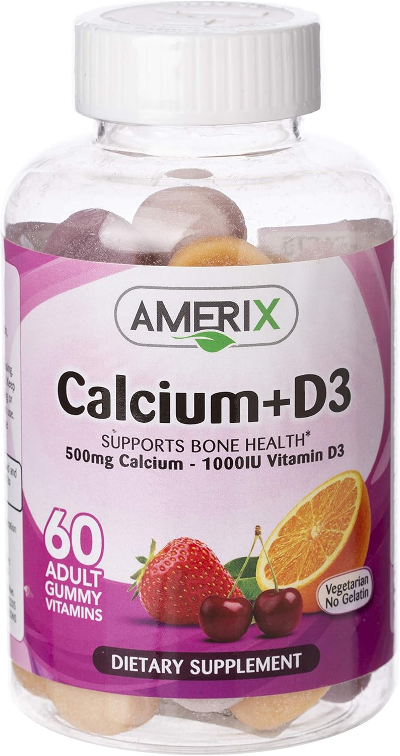 اميركس Amerix Calcium 500 mg + Vit D3 1000IU Adult Chewable Gummies 60's - Image 1
