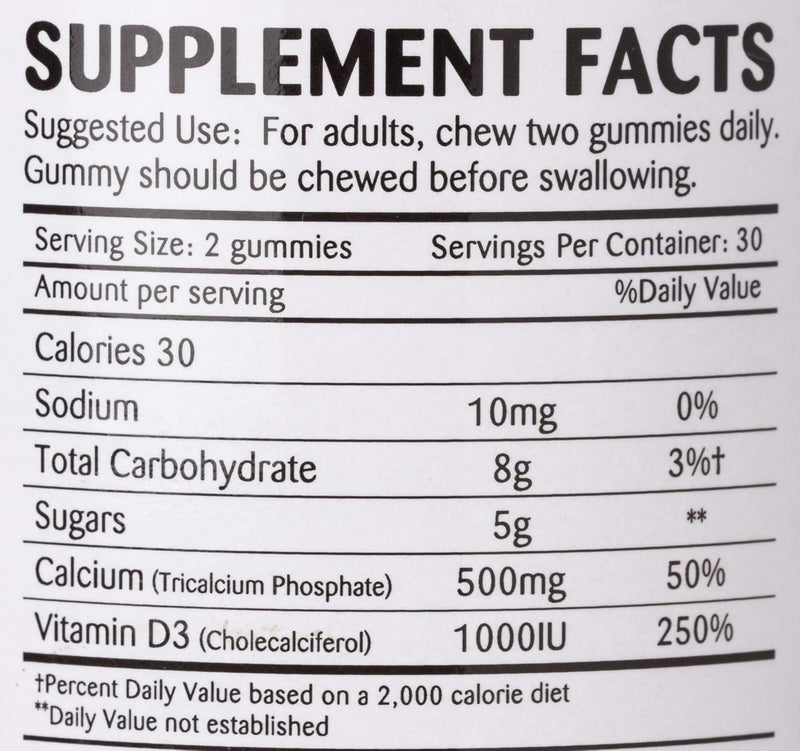 اميركس Amerix Calcium 500 mg + Vit D3 1000IU Adult Chewable Gummies 60's - Image 5
