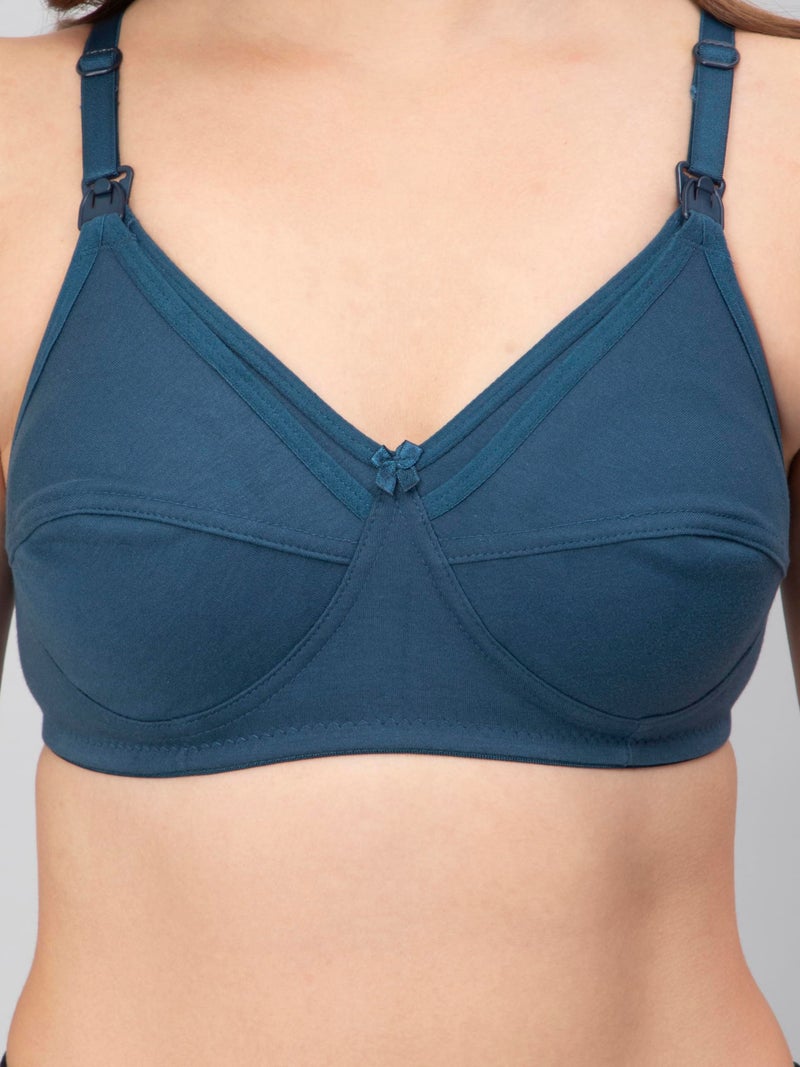CEE 18 Women's Cotton Hosiery Non-Padded Non-Wired Maternity Bra(Pack of 3,32c,Wine,RED,T-Blue) - Image 3