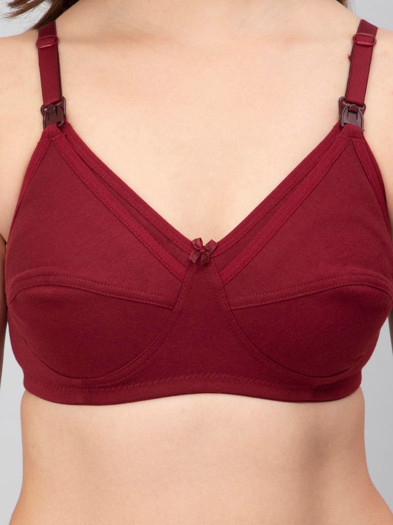 CEE 18 Women's Cotton Hosiery Non-Padded Non-Wired Maternity Bra(Pack of 3,32c,Wine,RED,T-Blue) - Image 5