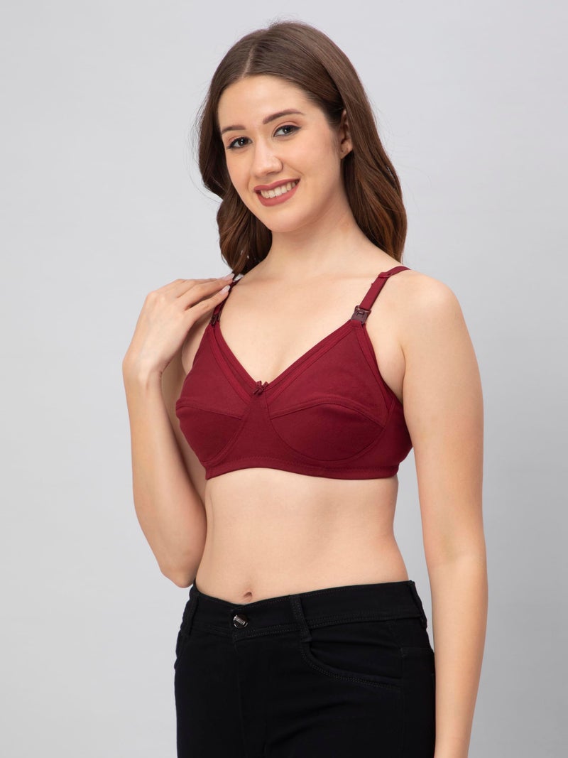 CEE 18 Women's Cotton Hosiery Non-Padded Non-Wired Maternity Bra(Pack of 3,32c,Wine,RED,T-Blue) - Image 4