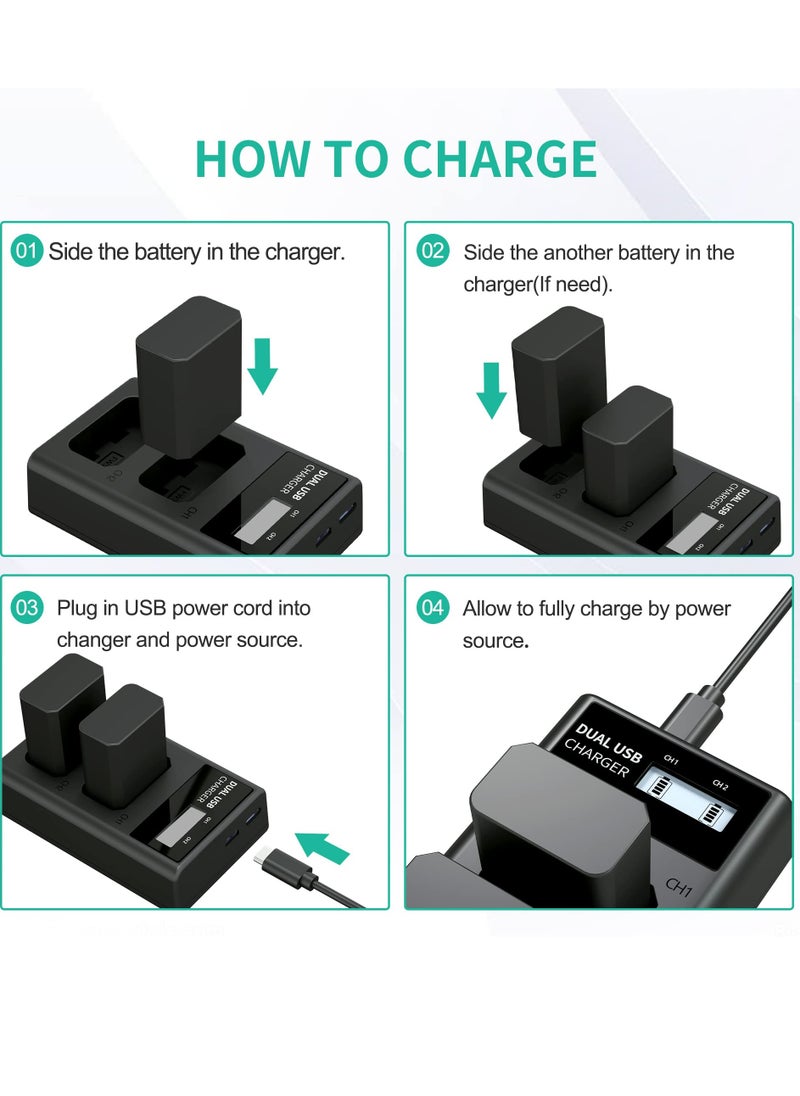 KASTWAVE - NP-FW50 Battery Charger, LCD Dual Charger Compatible with Sony Alpha A6000, A6400, A6100, A6300, A6500, A5100, A7, A7 II, A7R, A7R II, A7R2, A7S, A7S II, A7S2, A5000, A3000, RX10, NEX-3/5/7 Series - Image 1