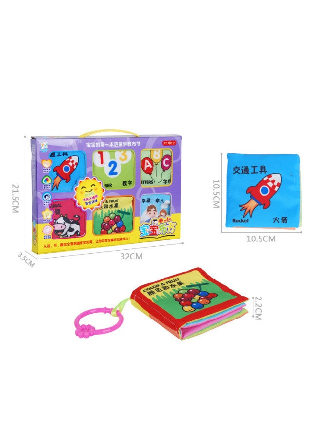 Children's Early Education Tear Not To Rip With Ring Paper Cognitive Cloth Book Baby 0-year-old Safe Bite Cartoon Animal Educational Toys - Image 5