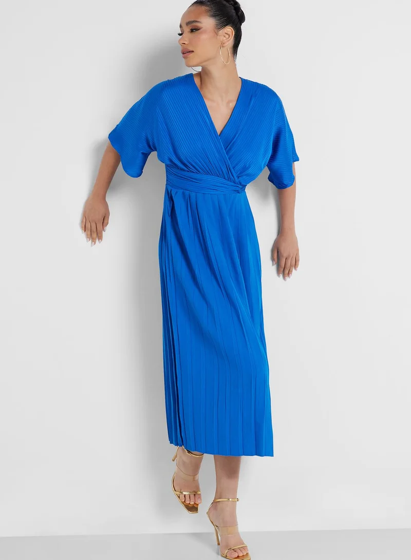 Little Mistress V - Neck Front Twisted Pleated Dress