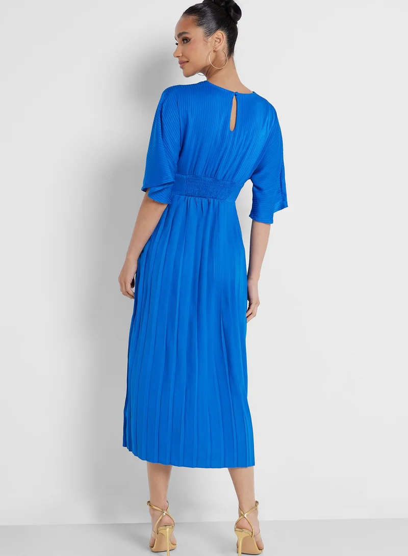 Little Mistress V - Neck Front Twisted Pleated Dress