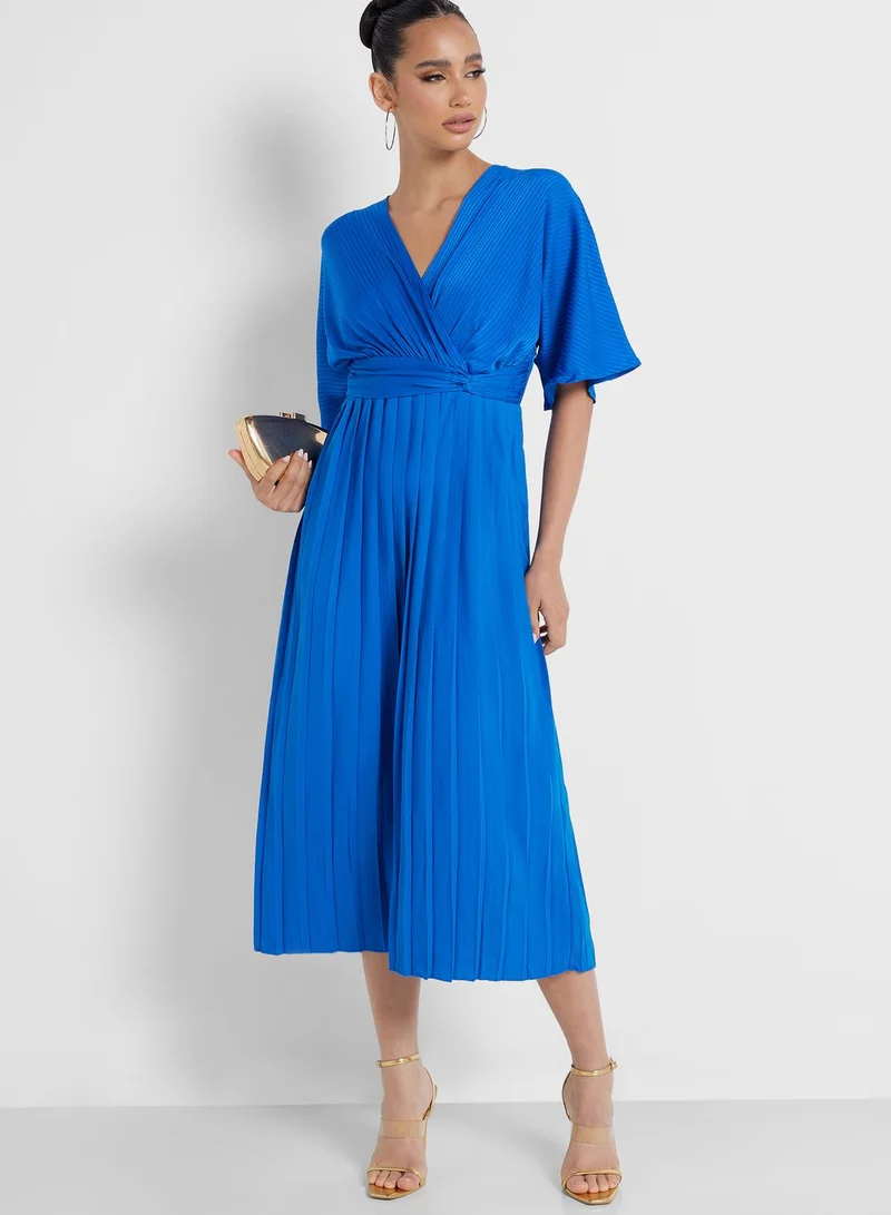 Little Mistress V - Neck Front Twisted Pleated Dress