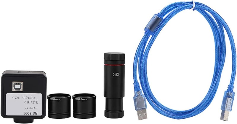 for Static and Dynamic Image Capture, a 5MP Industrial Microscope Eyepiece Camera with 0.5X CCD Adapter - USB 2.0 Interface, Large Area Array CMOS Progressive Scan Image Sensor - - Image 1