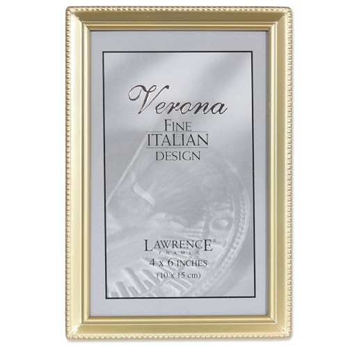 Lawrence Frames Lawrence 11446 Antique Brass 4x6 Picture Frame - Bead Border Design - Image 2