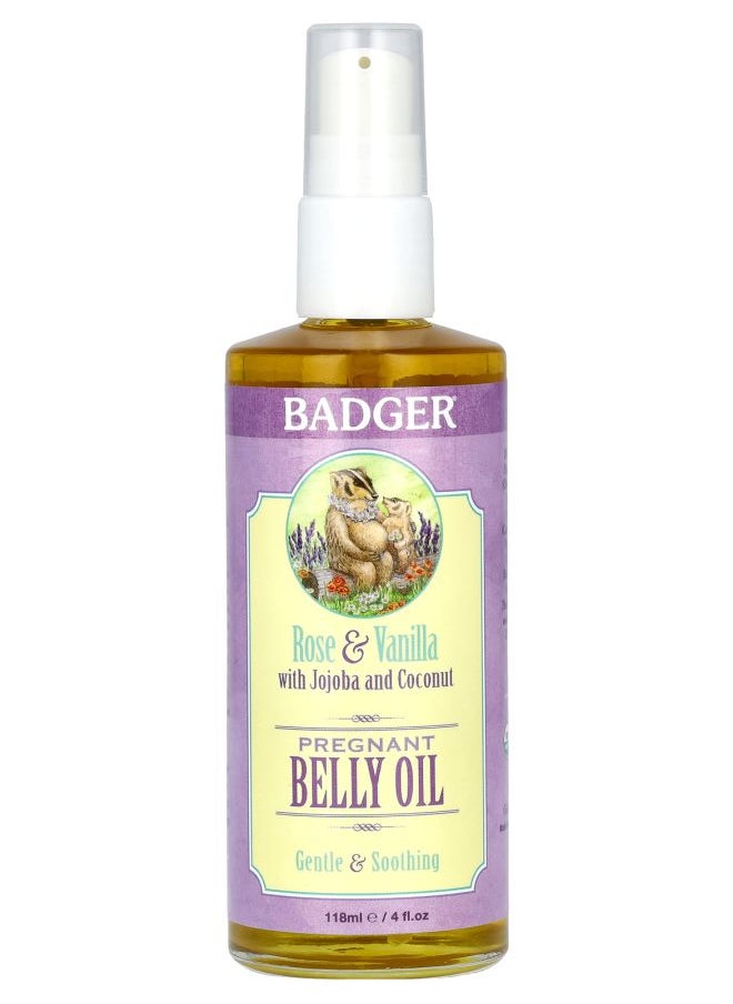 Badger Pregnant Belly Oil Rose & Vanilla 4 fl oz (118 ml) 