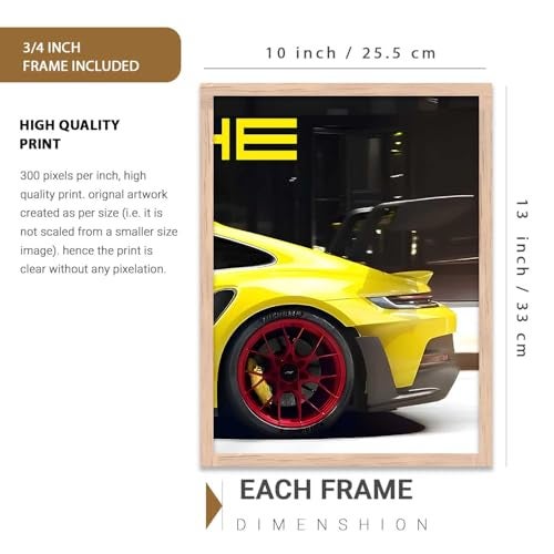 kotart Big Sports Cars Framed Posters Gift Items for Boys Room Wall Decoration Bedroom Living Room Office Studio Décor | Car Poster Frame for Wall Décor Set Of 3 Size (10 X 13 inch) - Image 2