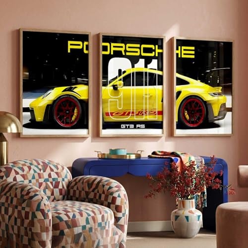 kotart Big Sports Cars Framed Posters Gift Items for Boys Room Wall Decoration Bedroom Living Room Office Studio Décor | Car Poster Frame for Wall Décor Set Of 3 Size (10 X 13 inch) - Image 3