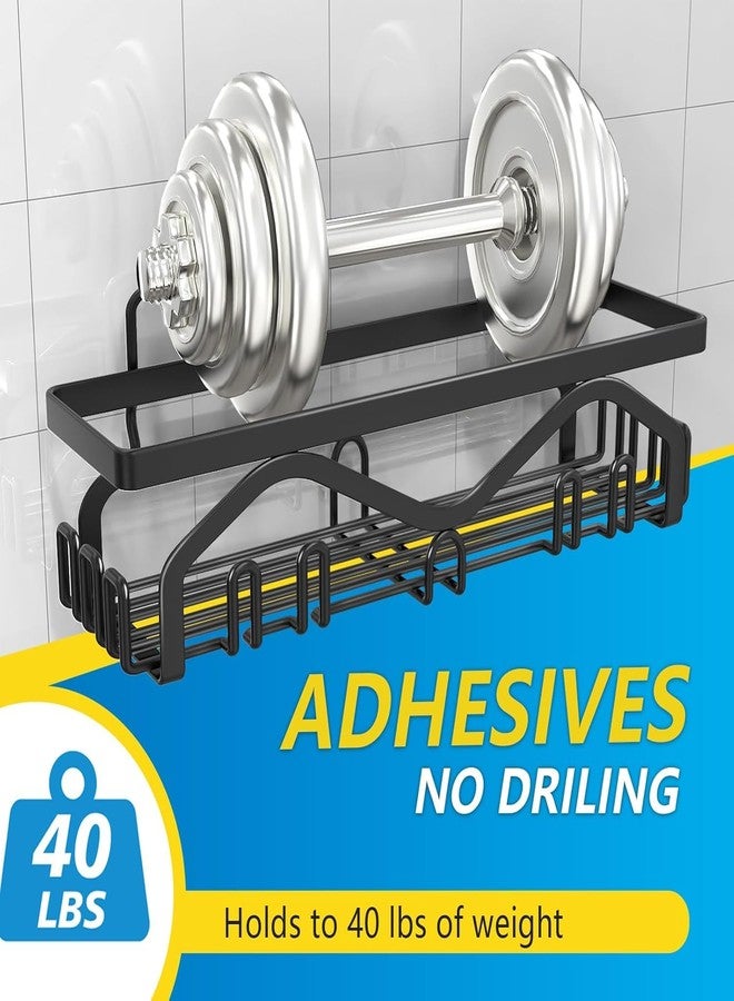 Boniry Bathroom Organiser Without Drill | 5-Pack Rustproof Bathroom Shelves with Soap Holder & Toothbrush Holder | No-Drill Adhesive Bathroom Rack Set for Bathroom, Kitchen, Matte Black - Image 5