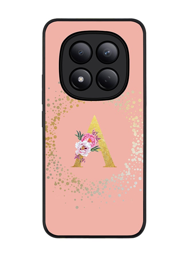 For Xiaomi Redmi Note 15 Pro 4G Case,Slim fit Camera Protection, Shockproof Thin Phone cover  - Custom Monogram Floral - A  (Rose Pink )