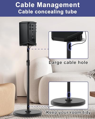 Maozhren New Upgrade Height Adjustable Speaker Stand for Bose S1 Pro / S1 Pro Plus / S1 Pro+, Extends 45" to 54", Holds up to 20LBS, Heavy Duty Speakers Stands for Bose, Easy to Install, with Screws - Image 5