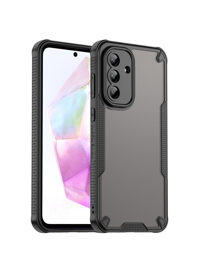 for Samsung Galaxy A56 5G Case Cover, Armor of Brushed Comfortable Oil Waterproof TPU+PC Soft Semi-translucentmatte Feel Cell Phone Protective Case for Samsung Galaxy A56 5G, Black - Image 1
