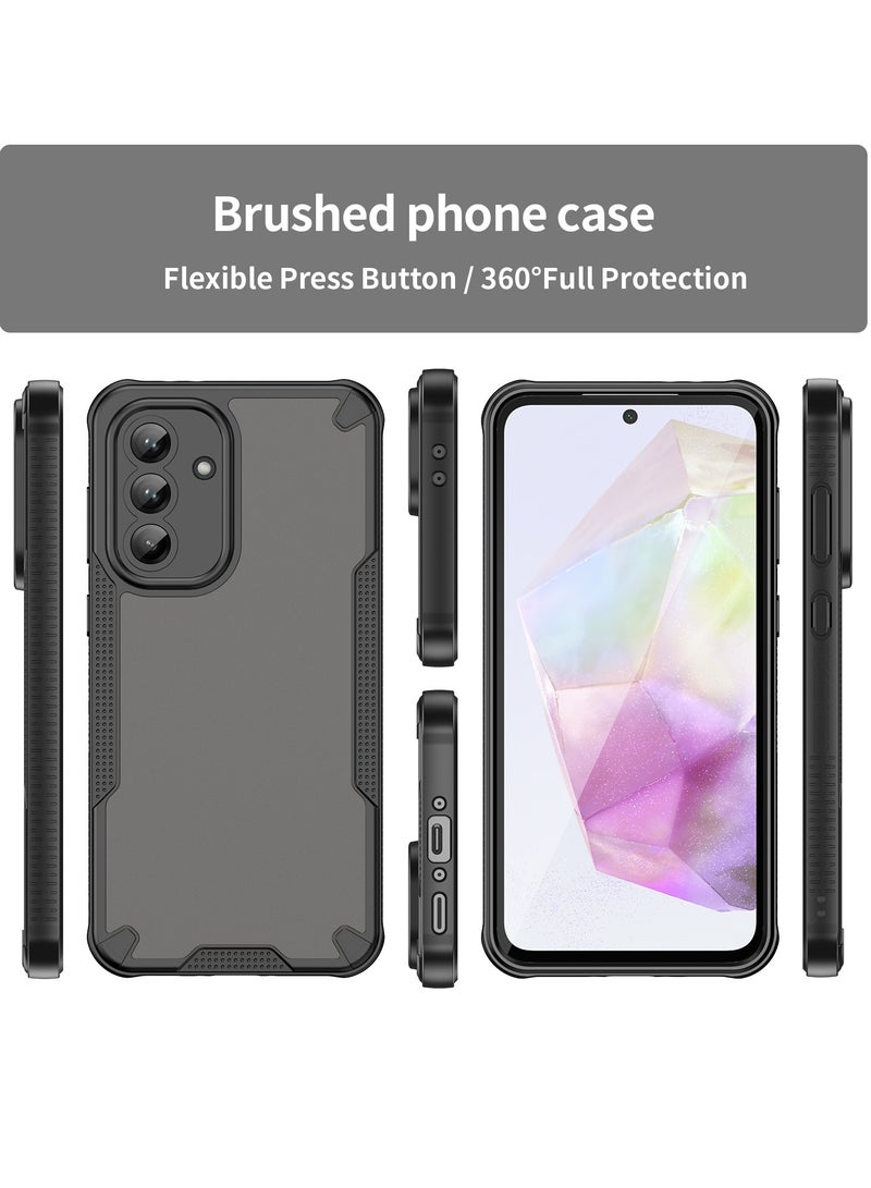 for Samsung Galaxy A56 5G Case Cover, Armor of Brushed Comfortable Oil Waterproof TPU+PC Soft Semi-translucentmatte Feel Cell Phone Protective Case for Samsung Galaxy A56 5G, Black - Image 2