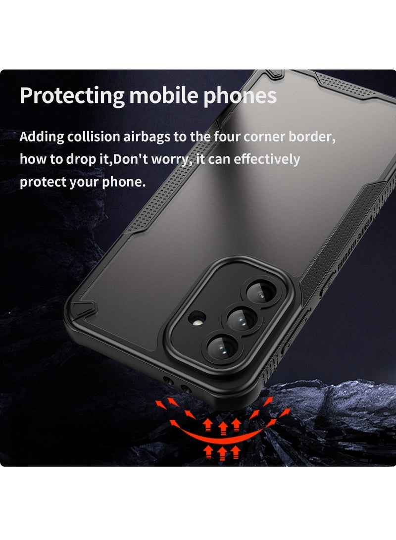 for Samsung Galaxy A56 5G Case Cover, Armor of Brushed Comfortable Oil Waterproof TPU+PC Soft Semi-translucentmatte Feel Cell Phone Protective Case for Samsung Galaxy A56 5G, Black - Image 3