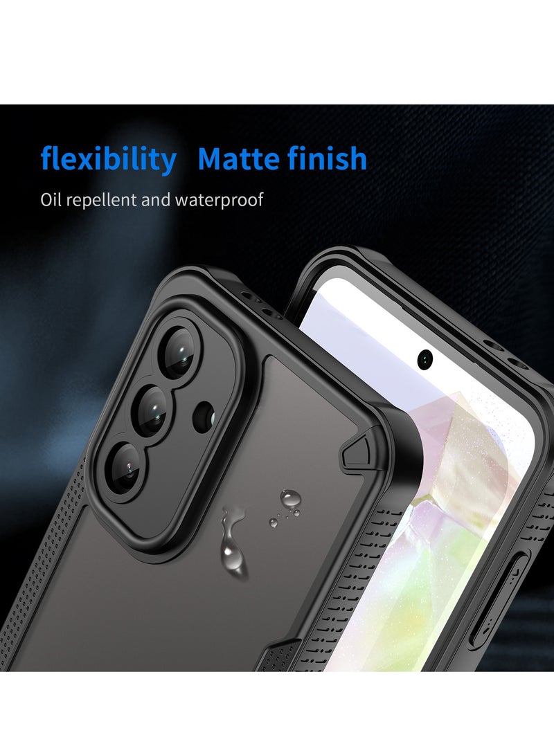 for Samsung Galaxy A56 5G Case Cover, Armor of Brushed Comfortable Oil Waterproof TPU+PC Soft Semi-translucentmatte Feel Cell Phone Protective Case for Samsung Galaxy A56 5G, Black - Image 5