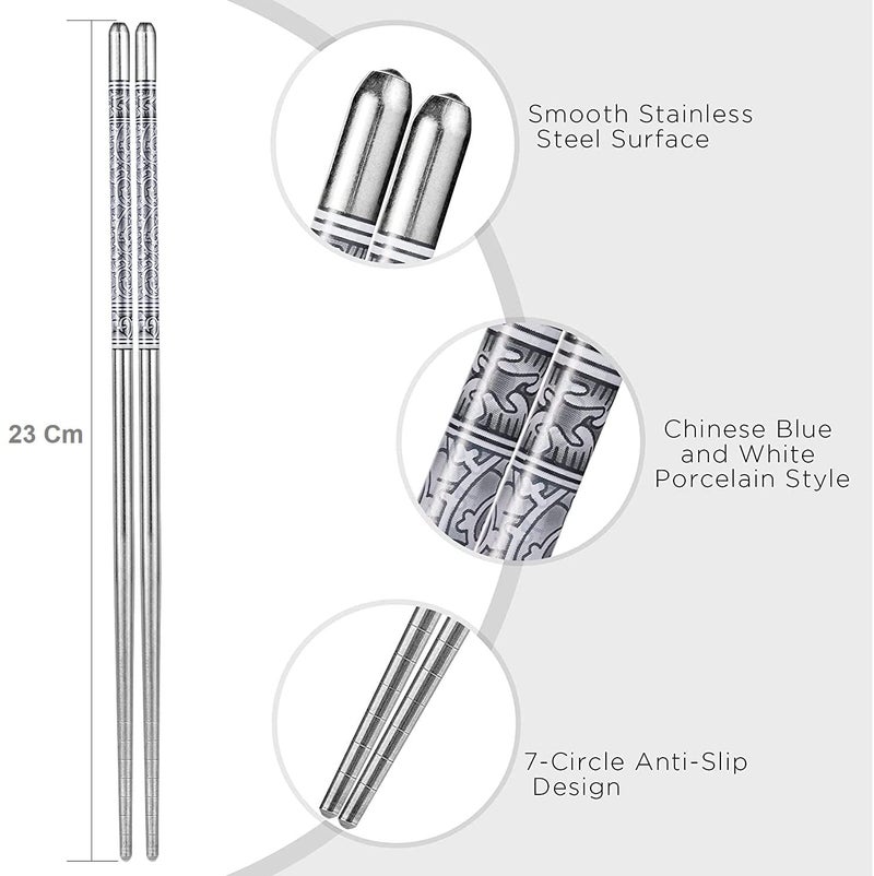Collapsible Collapsible Reusable Metal Stainless Steel Chopsticks Dishwasher Safe Lightweight Easy to Use Metal Chop Stick Utensils Pack of 2 Pair  - Image 3