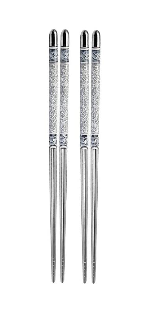 Collapsible Collapsible Reusable Metal Stainless Steel Chopsticks Dishwasher Safe Lightweight Easy to Use Metal Chop Stick Utensils Pack of 2 Pair  - Image 1