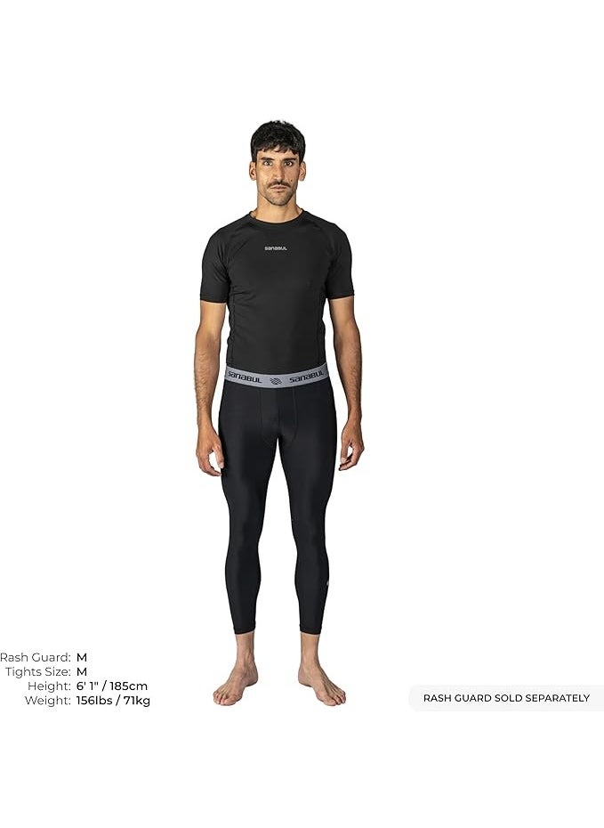 Sanabul  Essential Mens Compression Pants Workout Jiu Jitsu Leggings | Athletic Tights For Men | Running Tights, Sports Gym Leggings | Men'S Sports Compression Pants & Tights | Xx-Large, Steel Gray  - Image 3
