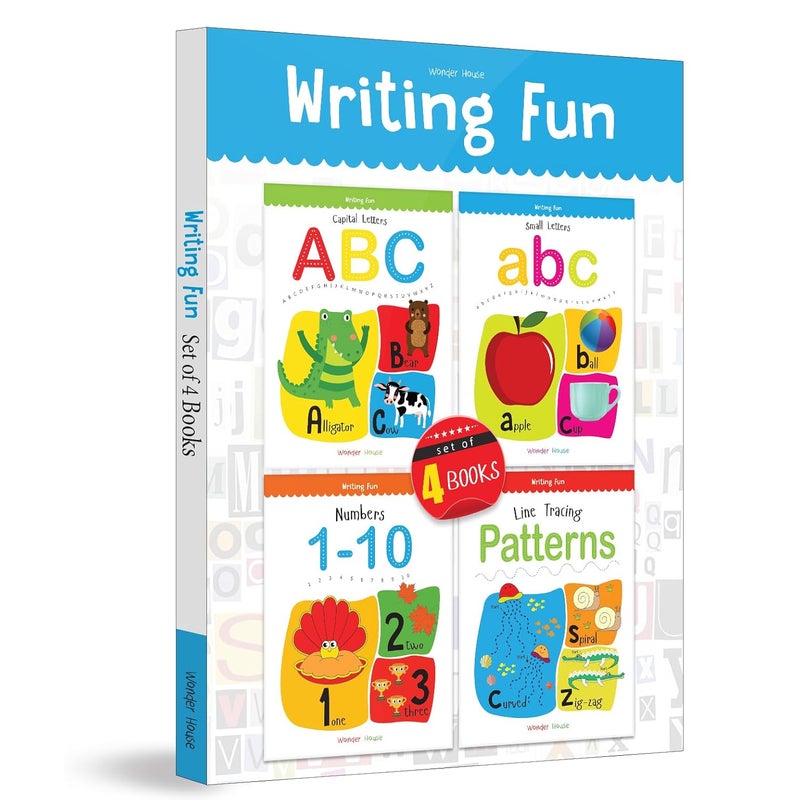 Writing Fun A Set Of 4 Books : Write And Practice Capital Letters, Small Letters and Numbers 1 to 2 - Image 1
