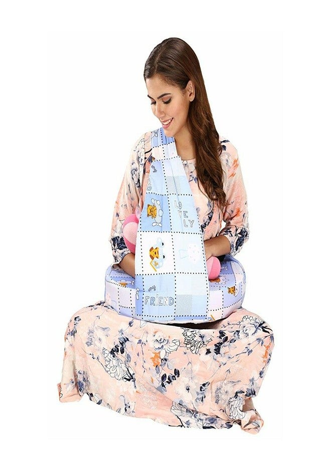 Kids Creation Mommas Baby Feeding Pillow with Back Support & Washable Cover (Blue) - Image 1