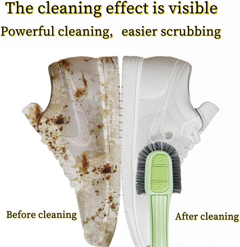 KASTWAVE Dual-Head Shoe Cleaner Brush with Soft & Stiff Bristles, Long Handle Sneaker Cleaning Brush for Internal/External Use, Ergonomic White Mesh Scrubber for All Shoes - Image 4