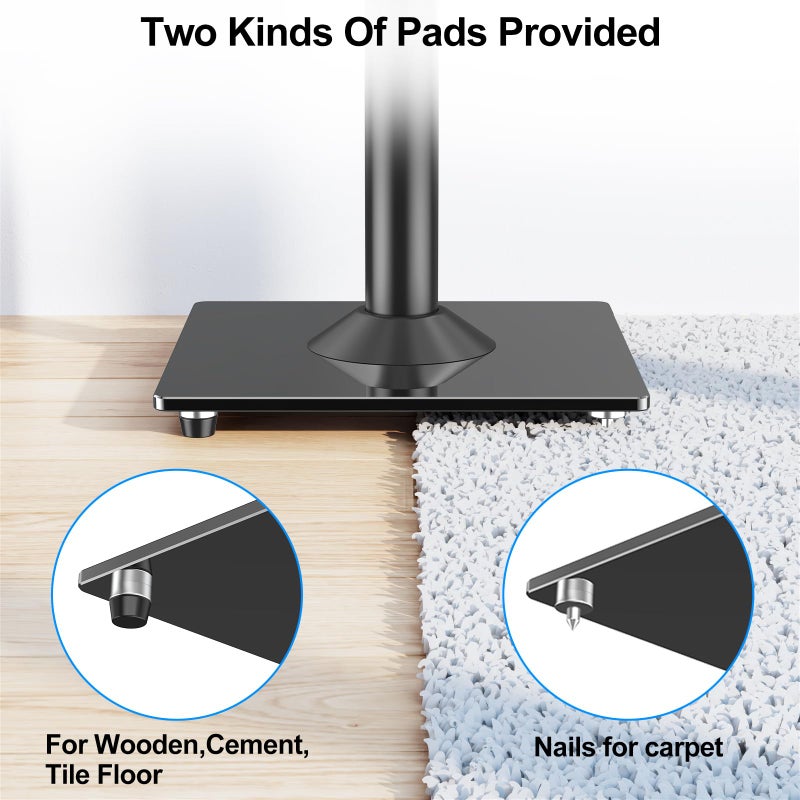 MOUNTUP Universal Speaker Stands Pair 28.3" to 37.4" Height Adjustable Floor Speaker Stands, Holds Bookshelf & Satellite Speaker Large Speaker, Up to 22LBS Cable Concealing 9.8" Plate Black MU9132-L - Image 2