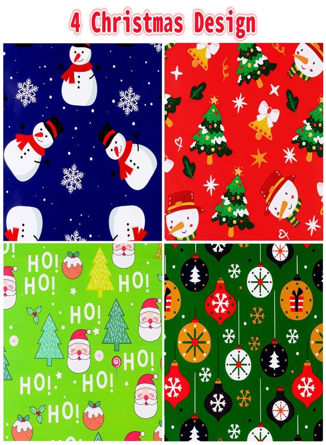 Cherubfunz Christmas Wrapping Paper: 4 Rolls (93 sq. ft. Total - Funny Santa Claus, Snowflakes, Snowman, Pine Trees - 17 in x 16.5 ft per Roll - Image 3