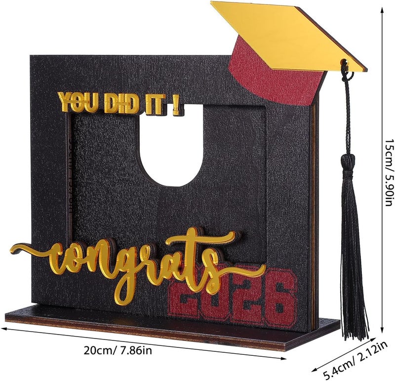 VOSAREA Graduation Frame with Tassel 2026 - Wooden Graduation Picture Frame for 4. 3x3 Inch Photo, Class of 2026 Keepsake for Preschool High School College Graduates for Home - Image 2