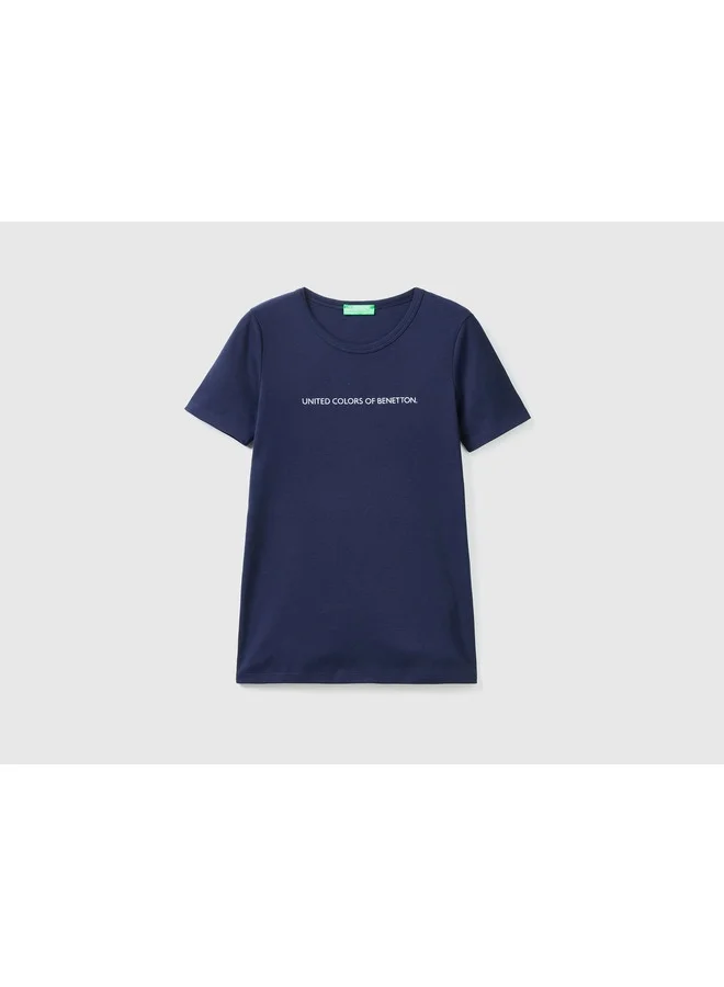 UNITED COLORS OF BENETTON T-Shirt In 100% Cotton With Glitter Print Logo
