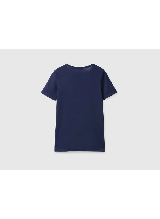 UNITED COLORS OF BENETTON T-Shirt In 100% Cotton With Glitter Print Logo