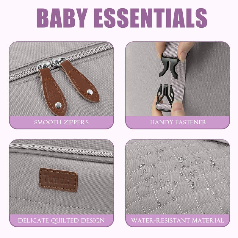 Tuwubi Diaper Bag Tote,Baby Diaper Bag with Pacifier Case Large Travel Diaper Tote Caddy for Mom and Dad Multifunction Baby Bag - M-Light Khaki - Image 4