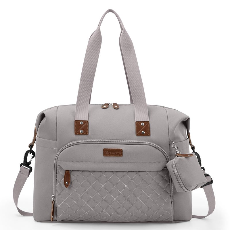 Tuwubi Diaper Bag Tote,Baby Diaper Bag with Pacifier Case Large Travel Diaper Tote Caddy for Mom and Dad Multifunction Baby Bag - M-Light Khaki - Image 1
