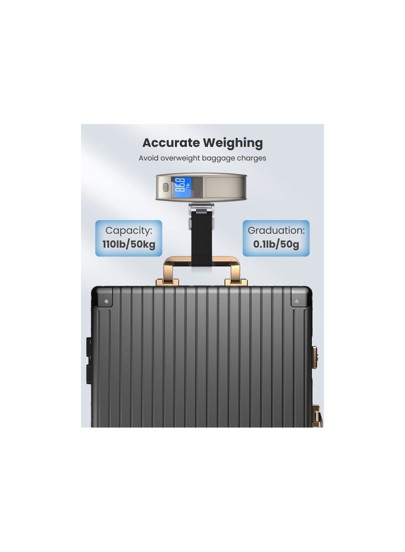 Digital Portable Luggage Scale with Backlit LCD Display, Tare Function, and 110lb/50kg Capacity, Precision Weighing Scale for Travel - Battery Included, 0.1lb/50g Accuracy. - Image 4