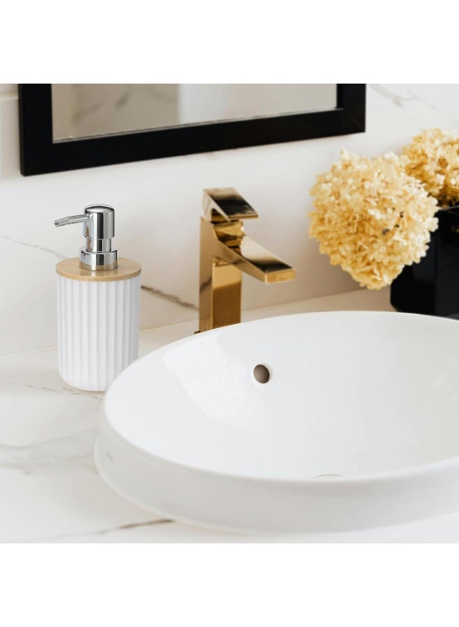 Bathroom Accessories Set, 6 Pieces, Toilet Brush, Soap Dispenser, Toothbrush Holder, Cup, Soap Dish, Trash Can (White R) - Image 4