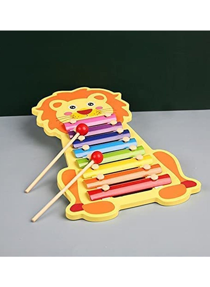 Swift Wooden Kids Educational Piano Xylophone, Educational Musical Instruments Toy , 8 Key Scales with Lion Style 