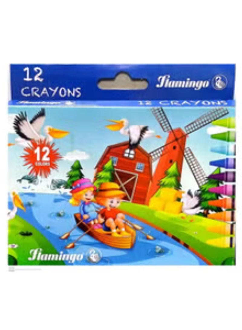 Flamingo 12Pieces Wax Crayons - Image 1