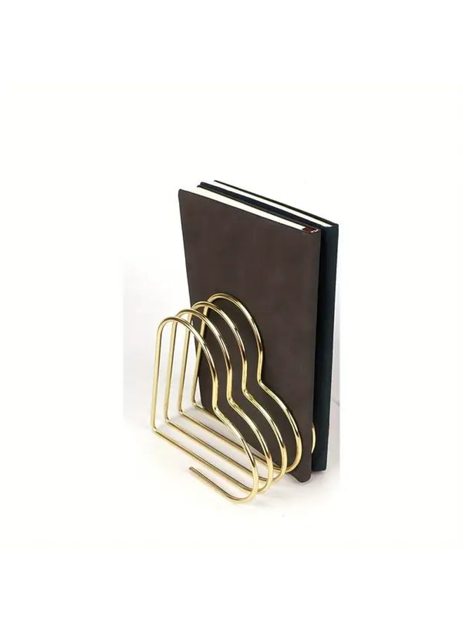 منظم ملفات مكتبي معدني على شكل قلب ذهبي 6 × 6 بوصة حامل مجلات زخرفة تخزين للمكتب والمنزل - Image 4