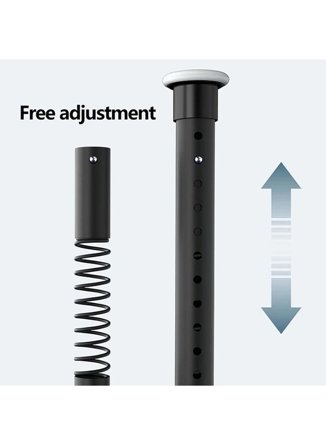 No Drill Tension Shower Curtain Rod Black Adjustable 141 to 161 inch Telescoping Metal with Ergonomic Grips - Image 4